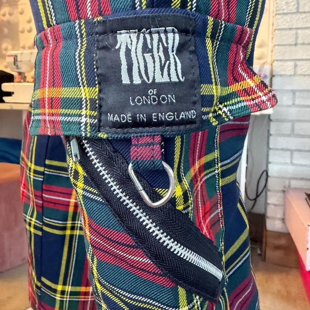 Vintage Tiger of London Plaid Cargo Pants High Waisted Bondage Punk Rock 30 - Picture 6 of 16